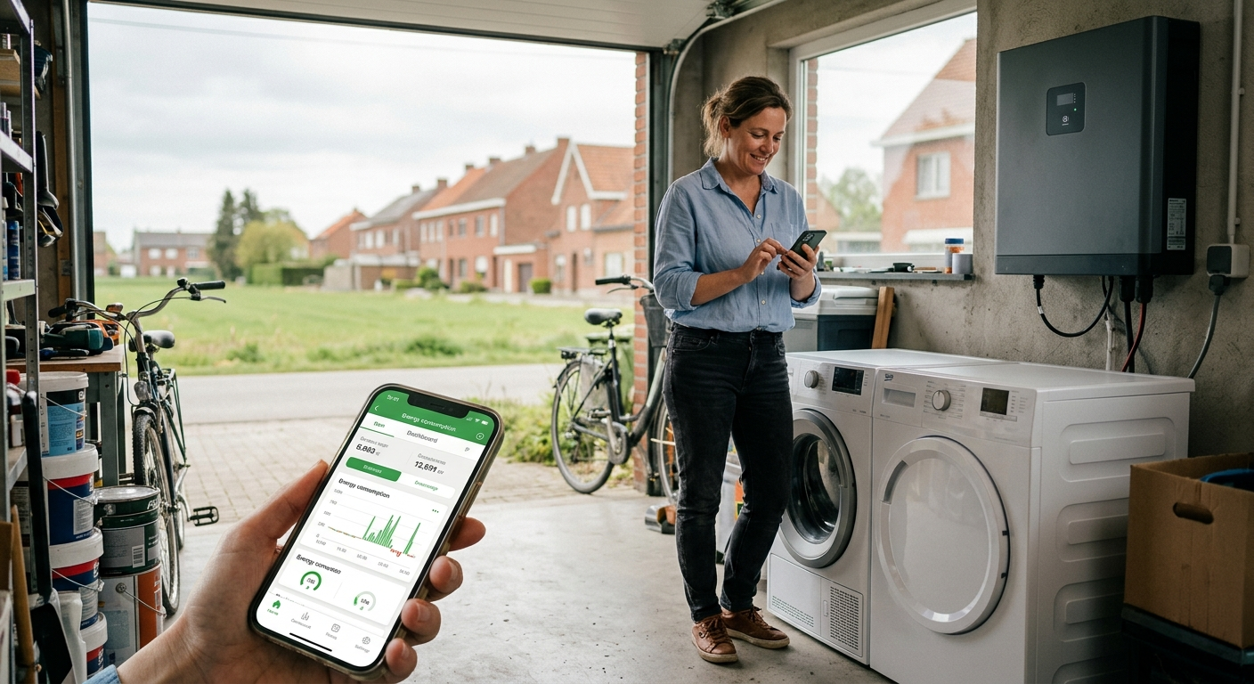 Energiemanagementsysteem dat zonnepanelen, thuisbatterij en laadpaal van een woning slim aanstuurt